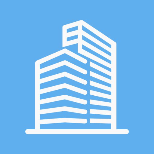 Icon of high-rise office building - Argentinian Blue background