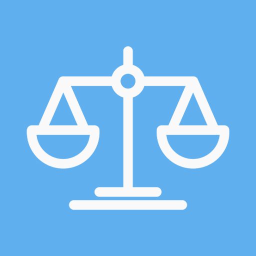 Law scale, justice symbol icon - Argentinian Blue background